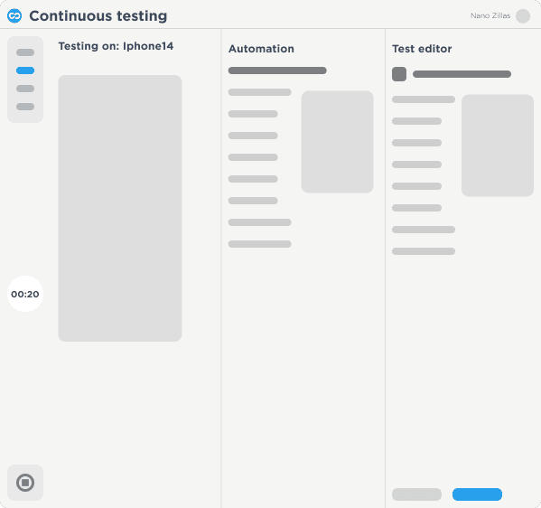 Continuous Testing UI animada actualizada