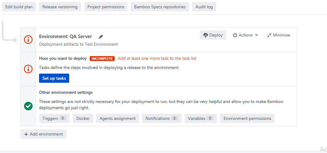 setup tasks