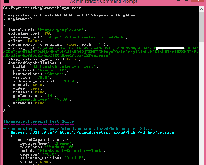 nightwatch.js command prompt