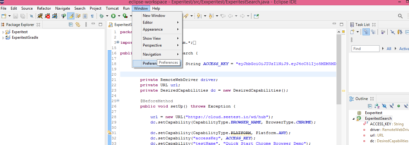 Preferences Bamboo CI Server