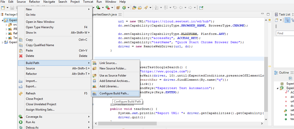 Configure Build Path Bamboo CI Server