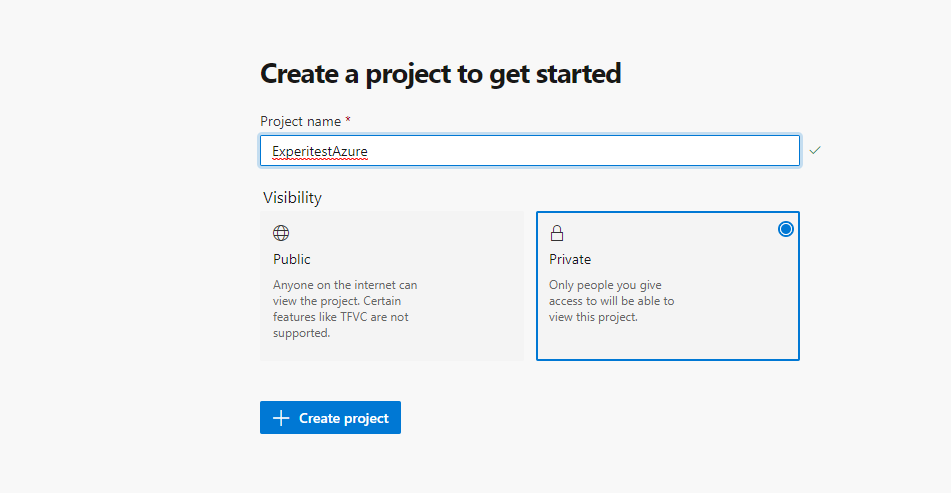 microsoft azure create a project