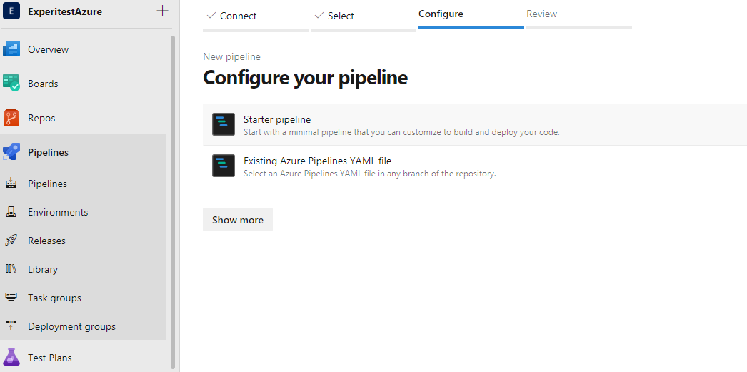 microsoft azure configure pipeline